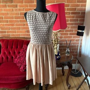 American Apparel Beige Pleated A-Line Sundress